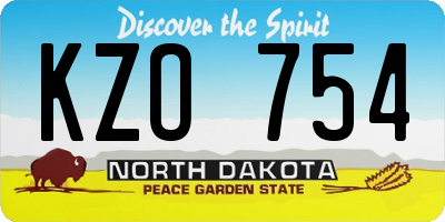 ND license plate KZO754