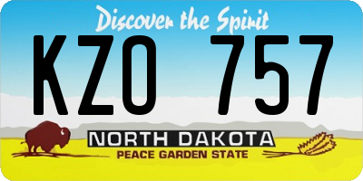 ND license plate KZO757