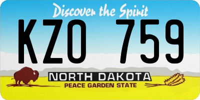 ND license plate KZO759