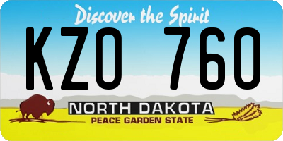 ND license plate KZO760