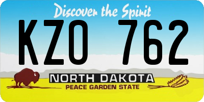 ND license plate KZO762