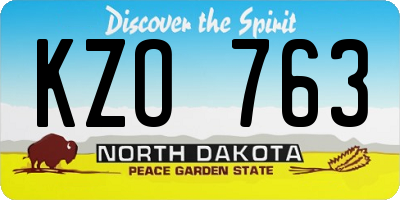 ND license plate KZO763