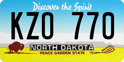 ND license plate KZO770