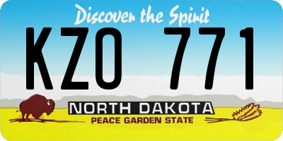ND license plate KZO771