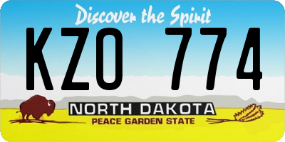 ND license plate KZO774