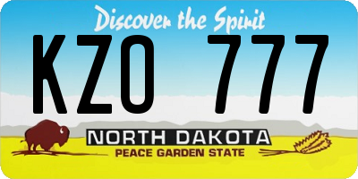 ND license plate KZO777