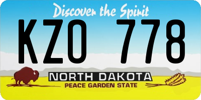ND license plate KZO778