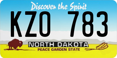 ND license plate KZO783