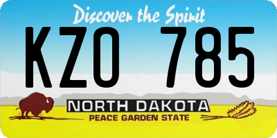 ND license plate KZO785