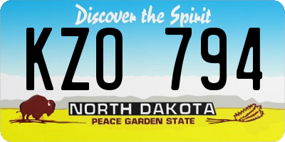 ND license plate KZO794