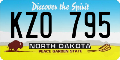 ND license plate KZO795
