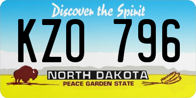 ND license plate KZO796