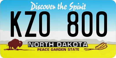 ND license plate KZO800