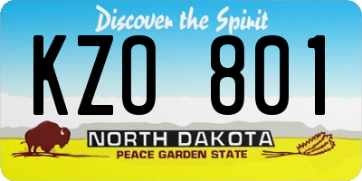 ND license plate KZO801