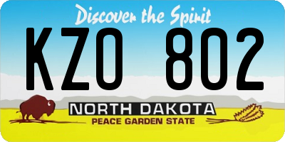 ND license plate KZO802