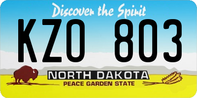 ND license plate KZO803