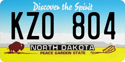 ND license plate KZO804