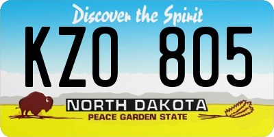 ND license plate KZO805