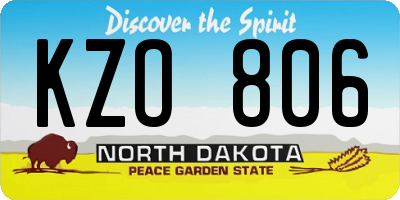 ND license plate KZO806