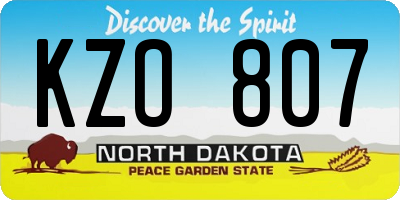 ND license plate KZO807