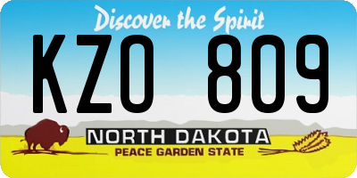 ND license plate KZO809