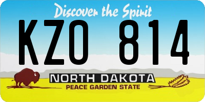 ND license plate KZO814