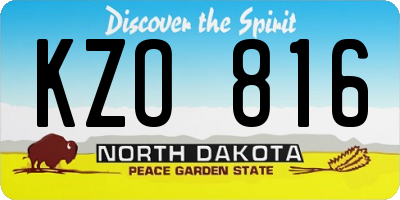 ND license plate KZO816