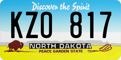 ND license plate KZO817