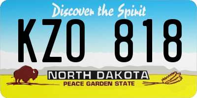 ND license plate KZO818