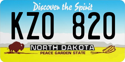 ND license plate KZO820