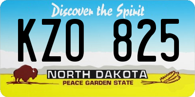 ND license plate KZO825