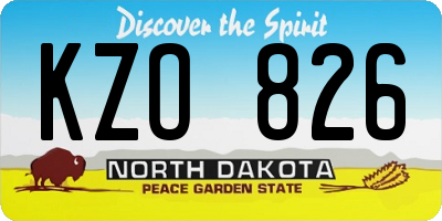ND license plate KZO826