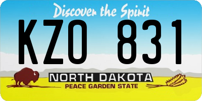 ND license plate KZO831