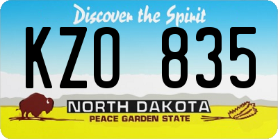ND license plate KZO835