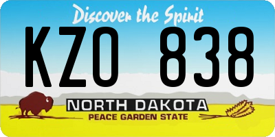 ND license plate KZO838