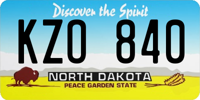 ND license plate KZO840