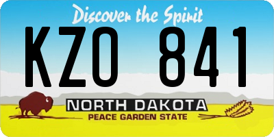 ND license plate KZO841