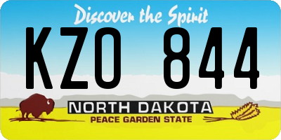 ND license plate KZO844
