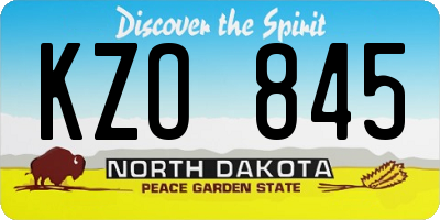 ND license plate KZO845