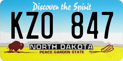 ND license plate KZO847