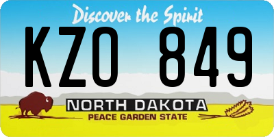 ND license plate KZO849