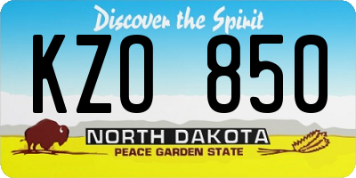 ND license plate KZO850