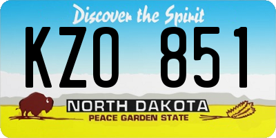 ND license plate KZO851