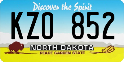 ND license plate KZO852