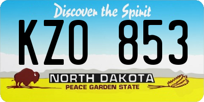 ND license plate KZO853
