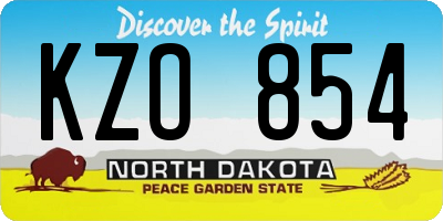 ND license plate KZO854