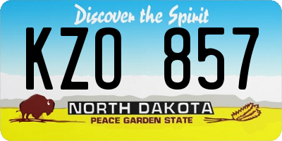 ND license plate KZO857