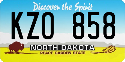 ND license plate KZO858