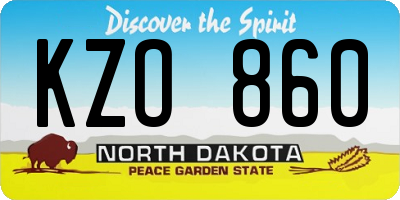 ND license plate KZO860