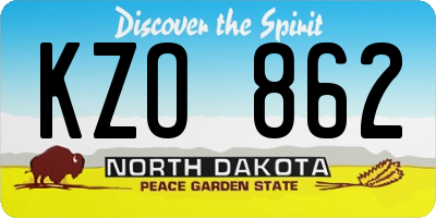ND license plate KZO862